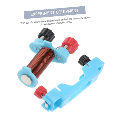 Two Sets Electromagnet Experiment Kit For Kids DIY Physics Lab Tools with blue holder and red knobs.