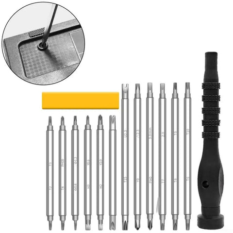 Top Notch 12 In 1 Screwdriver Set For Electronics Repair Kit With Torx Y Type Triangle Bits, steel bits and PP handle