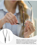 Person using Stainless Steel Eyeglass Repair Pliers Kit With Nose Pad Tool Durable Glasses Maintenance For Quick Repairs