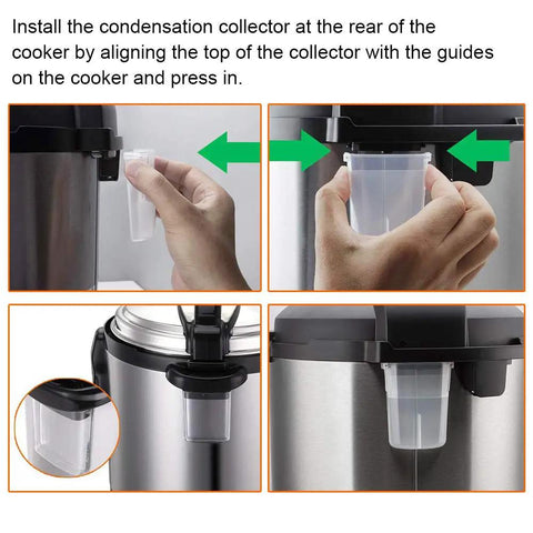 Condensation Collector Cup Replacement For Instant Pot DUO ULTRA LUX 5 Qt 6 Qt 8 Qt installation process shown in multiple steps