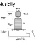 Diagram of Electric Guitar And Bass Potentiometers Set Of 2 With Full Brass Shaft 6mm Split Shaft 18 Spline Coarse Pots