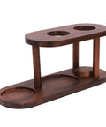 Designer Wooden Pour Over Coffee Station With Solid Wood Dripper Stand And Espresso Machine Drip Tray Filter Holder view of brown wood holder