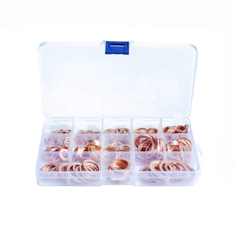 Super 280pcs Purple Copper Flat Washers M5 M20 Metric Kit For Auto Hybrid Electric Sealing Jobs Where Brass Gaskets Offer Heat Resistance And Wear Protection For Heavy Duty Usage On Your DIY Projects And Engine Repair Tasks At Home Right Now. in plastic organizer case