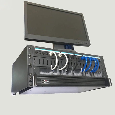 4 Pack 1U Brush Panels For 19 Inch Server Rack Kick Some Cable Clutter To The Curb Slick Network Cabinet Wire Organizer with cables and monitor.