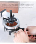 Premium Barista Grade Rotating Espresso Stirrer And Coffee Distribution Tool With Adjustable Needles For Dead Simple Grounds Prep in use.