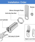 Keyed Alike Cabinet Cam Locks Set 1-1/2 Inch With Keys Durable Zinc Alloy Locks showing components including lock cylinder and keys