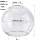 Handblown 3 Pack Clear Glass Globes For Light Fixtures Replacement 5.9 Inch Diameter 1-5/8 Inch Fitter E26 Compatible