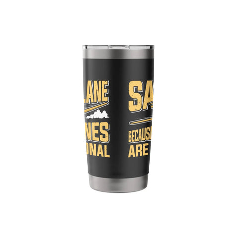 Black stainless steel tumbler with glider design for Soaring Sailplane Pilot Glider Enthusiast Stainless Steel Insulated Tumbler For Aviation Fans Gift Idea Keeps Coffee Hot Or Cold All Day While You Fly High And Dream The Skies.