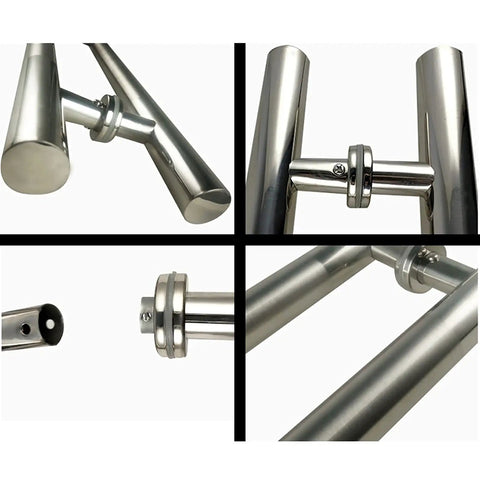 Close-up of Heavy Duty 304 Stainless Steel Brushed Round Tube Door Handle Push Pull For Glass And Wood Doors Sliding Handrail Hardware