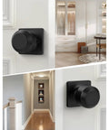 8 Piece Black Dummy Door Knob Set For Closet And Interior Doors Matte Black Finish Non Turning Handles With Single Side Rectangle Panel Ideal For Modern Homes And DIY Projects Convenient Latch Free Operation on white interior doors
