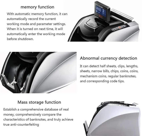 Top Tier Cash Counting Machine Built Tough For Heavy Shop Floor Use Smart Infrared Counterfeit Detection With Bright LED Readout and Memory Function