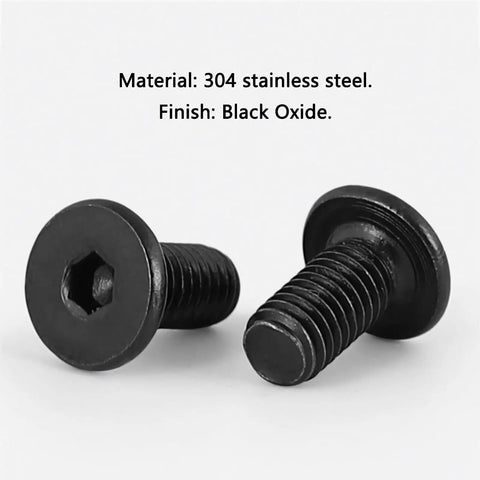 Fifty Pack Built Tough M3 X 8 mm Hex Socket Cap Bolts In 304 Stainless Steel With A Matte Black Finish showing hex socket bolts