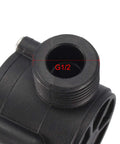 Close-up view of G1/2 Hall Effect Water Flow Sensor Switch Flowmeter DC 5V 1-30 L/min Black YF-S201 with nylon body.