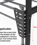 Heavy Duty Adjustable Headboard Brackets With A Lockdown Grip For Metal Platform Bed Frames Smooth Operator Assembly showing 10.6 inch measurement.