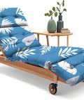 Outdoor Chaise Lounge Chair Cushion With Ties 75.1 x 22.8 x 4.7 Inches Waterproof Replacement Cotton Cushion For Patio And Poolside Furniture Blue Leaf