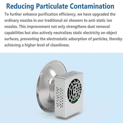 Heavy Duty Antistatic Ionizing Air Nozzle With Fast Static Knockdown And Super Slick Dust Sweep For Cleanroom Stations, stainless steel design.