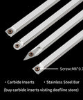 Top Shelf Carbide Wood Lathe Turning Tool Kit With Beefy Anti Slip Rubber Handles And Rust Proof Steel Cores, stainless steel bars with carbide inserts.