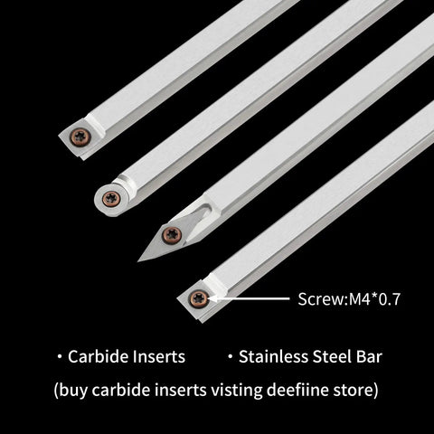 Top Shelf Carbide Wood Lathe Turning Tool Kit With Beefy Anti Slip Rubber Handles And Rust Proof Steel Cores, stainless steel bars with carbide inserts.