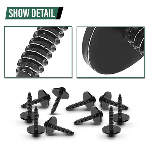Close-up and angled view of Fender Liner Bolts Kit 10 Pieces Torx Pan Head Screws For Chevy Silverado GMC Sierra Yukon Cadillac Escalade Buick Regal 2008 Through 2021 GM Vehicles Durable Auto Fasteners
