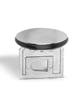 Twist Waste Drain Valve Plunger With O Ring for 3 Tier Sink, shown in silver with a round top and rubber O-ring