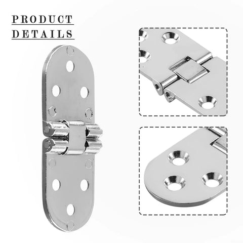 Flush Mounted Folding Table And Cabinet Door Hinge With Self Supporting Design Zinc Alloy Build Embedded Install Silver Finish 80x30mm