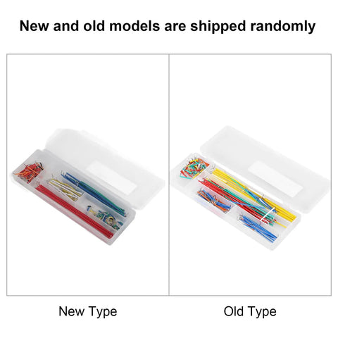 Starter DIY Electronics Jumper Wire Kit With 140 Pcs Assorted Male To Male Breadboard Wires in storage boxes, new and old types