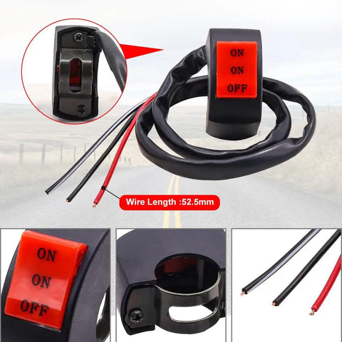 Universal Seven Eighths Inch Motorcycle Handlebar Switch 12V Three Position On Off High Low Beam Fog Light Spotlight Controller Ride Ready For Motorbike ATV Dirt Bike And Scooter