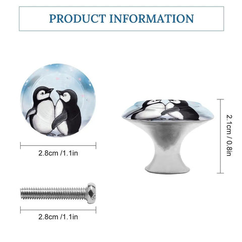 Round Cabinet Knobs With Screws For Dresser Kitchen And Bathroom Stainless Steel Durable Hardware Anti Rust Corrosion Resistant Easy Install No Fuss For Cabinets Drawers And Furniture Makeover Upgrade, 1.1in penguin design