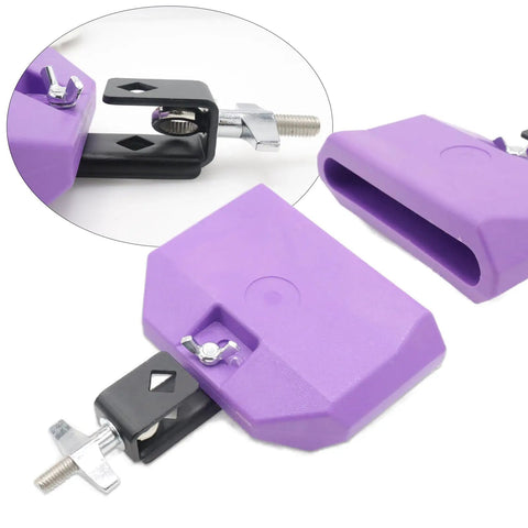 5 Inch Purple Jam Block With Mounting Bracket For Percussionists Durable Plastic Resin Latin Block Great For Cowbell Holders And Other Percussion Setups Built To Take On Busy Practice Sessions Gig Ready, purple jam block close-up with bracket