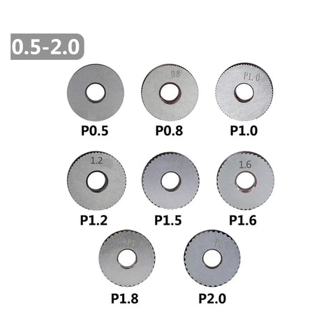 Lathe Knurling Tool Set With Double And Single Wheel Heads 0.6mm To 2.0mm Linear Pitch Knurling Kit discs displayed