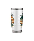Patriotic Stainless Steel Insulated Tumbler With Retro Sailboat Flag Design Red White And Blue Celebrating Fourth of July