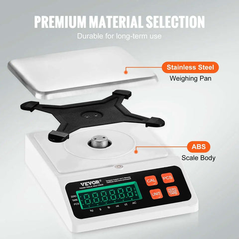 Industrial Counting Scale for Parts and Coins With 10 Kg Capacity, Digital Scale with LED Display, stainless steel weighing pan