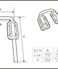 Diagram of Kid Safe Patio Door Loop Lock For Sliding And French Doors, Secondary Security Latch With Steel Bar, 1-1/4 inch size.