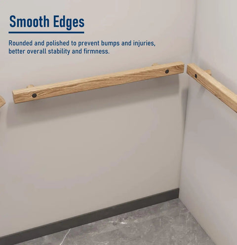 Rock Solid Premium Wooden Stair Handrail With Dependable Nonslip Grip For Indoor And Outdoor Steps Confident Walking Support For Seniors Families And Everyday Household Use Secure Wall Mount Install Ten Foot Long with smooth edges for safety.