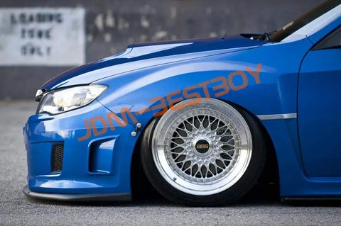 Blue car with Orange Quick Release Fasteners Kit For Cars With 6061 T6 Aluminum Construction And Powder Coated Finish