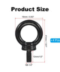 Front view of Heavy Duty Lifting Eyebolt Set M6 x 12mm 304 Stainless Steel Shoulder Ring Eyebolt with product dimensions.