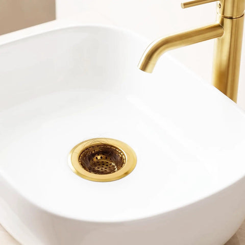 Heavy Duty Stainless Steel Bathroom Sink Strainers 2 Pack Anti Clog Mesh Drain Screen Hair Catcher For Utility Sink Gold Basket Cover That Works Like A Charm And Keeps Your Drain Flushing Smooth All Day Long
