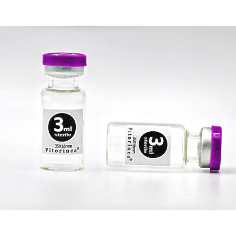 3ml Sterile Glass Vials Pack of Ten With Self Healing Injection Port and Flip Top Cap for Sterile Prep and Lab Work Sealed Package for Precise Sample Handling in Lab, two views