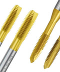 Top Quality M12 Metric Thread Tap 2 Pack HSS Coated Straight Flute For Steel Aluminum Brass Hand Threading Tool Kit For Repair Jobs And Professional Use, close-up
