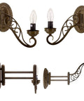 Tiffany Style Wall Sconce Plug In Swing Arm Light With Sea Blue Stained Glass Dragonfly Motif, Adjustable Up Down, Antique Green Bronze Base