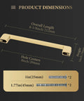 Diagram showing 5 Pack 8 Inch Brushed Gold Cabinet Handles dimensions and included screws for stylish renovation.