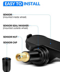 Direct Replacement 315Mhz Tire Pressure Monitoring System Sensor For Gm Trucks Suvs And Cars No Sweat Installation labeled installation parts.