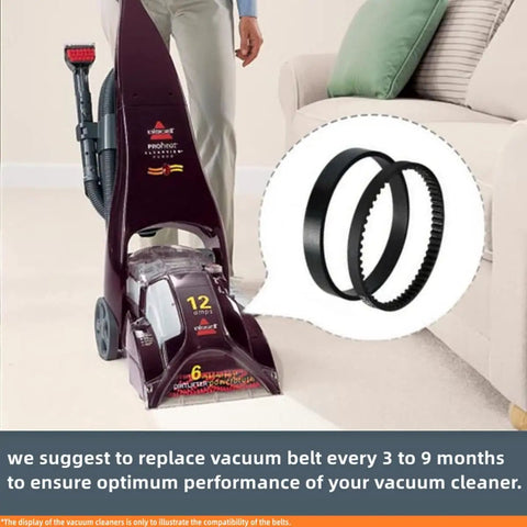 6960W Replacement Belt Set For Bissell ProHeat Upright Vacuums next to a vacuum cleaner