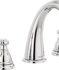 Elmhurst Two Handle Widespread Bath Faucet Chrome Finish With ADA Compliant Push Pop Up Drain WaterSense Low Flow Design For 6 To 16 Inch