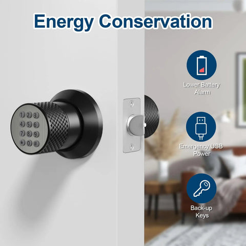 Keyless Entry Digital Door Lock With Keypad For Bedroom Home Office No Key Hassle Easy Install Auto Lock Anti Slip Handle And Spare Keys Durable Metal Electronic Lock