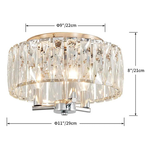 K9 Crystal Flush Mount Ceiling Light Fixture In Chrome Finish For Living Room, Bedroom, And Dining Room Sparkling Crystal Sticks Lampshade
