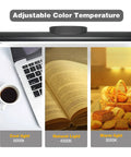 Cordless Battery Powered LED Magnetic Strip Light with adjustable color temperature, showing cool, natural, and warm light modes.