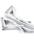 2 Pack Stainless Steel Folding Angle Brackets Iron Triangle Wall Mounts For Shelves Benches Tables And Tools White 8 Inch Heavy Duty