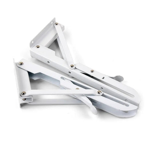 2 Pack Stainless Steel Folding Angle Brackets Iron Triangle Wall Mounts For Shelves Benches Tables And Tools White 8 Inch Heavy Duty