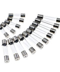 Set of 5x20mm glass tube fuses from automotive fuse assortment kit with 250 pieces for quick replacement and maintenance.